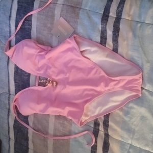 Missguided pink jewel detail swimsuit
